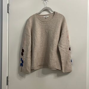 Madewell sweater with daisy detail on arms.  Size small.  Oatmeal color.